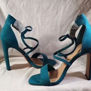 Shoe Dazzle Teal Strappy High Heel Sandals